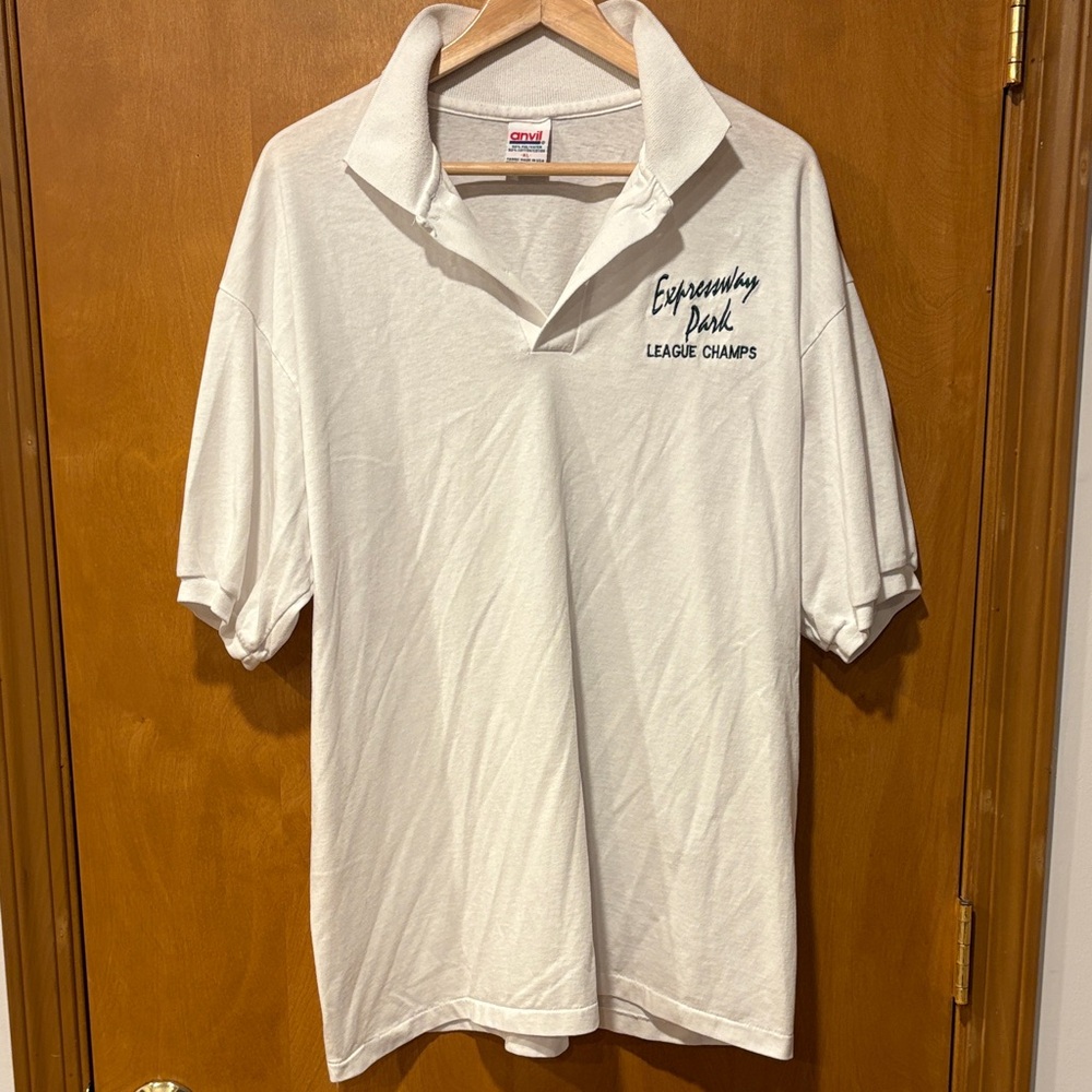 Anvil White Polo Shirt with Embroidered Detail